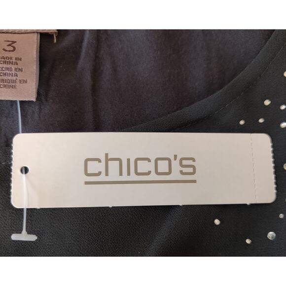 Easywear Chicos Embellished Top Sz 3-14 /16 Assymetrical Gray Bling Batwing NWT - Picture 10 of 16